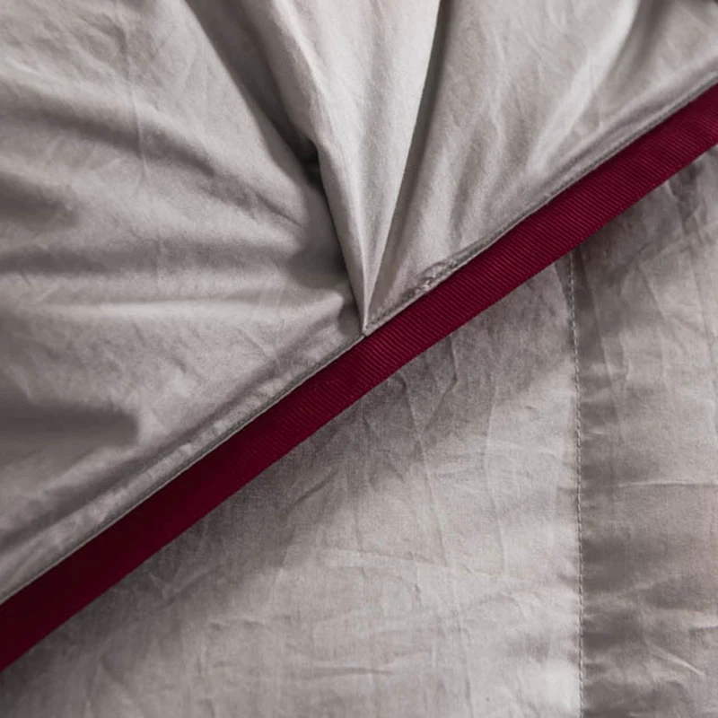 3D роскошное красное стеганое одеяло с каймой, плотное зимнее стеганое одеяло, хлопок, белый утиный гусиный пух, наполнитель, одеяло для королевы, большого размера