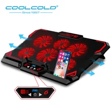 COOLCOLD Gaming Laptop Cooler Notebook Cooling Pad 6 Silent Red/Blue LED Fans Powerful Air Flow Portable Adjustable Laptop Stand