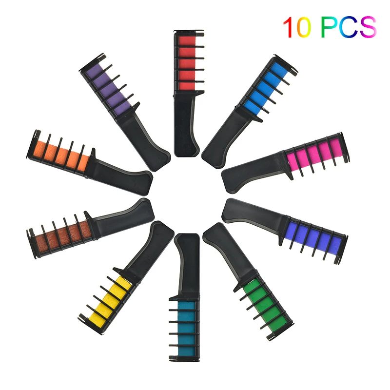 

6/10 Color Set Temporary Hair Chalk Color Comb Dye Cosplay Washable Hair Color Comb For Party Makeup