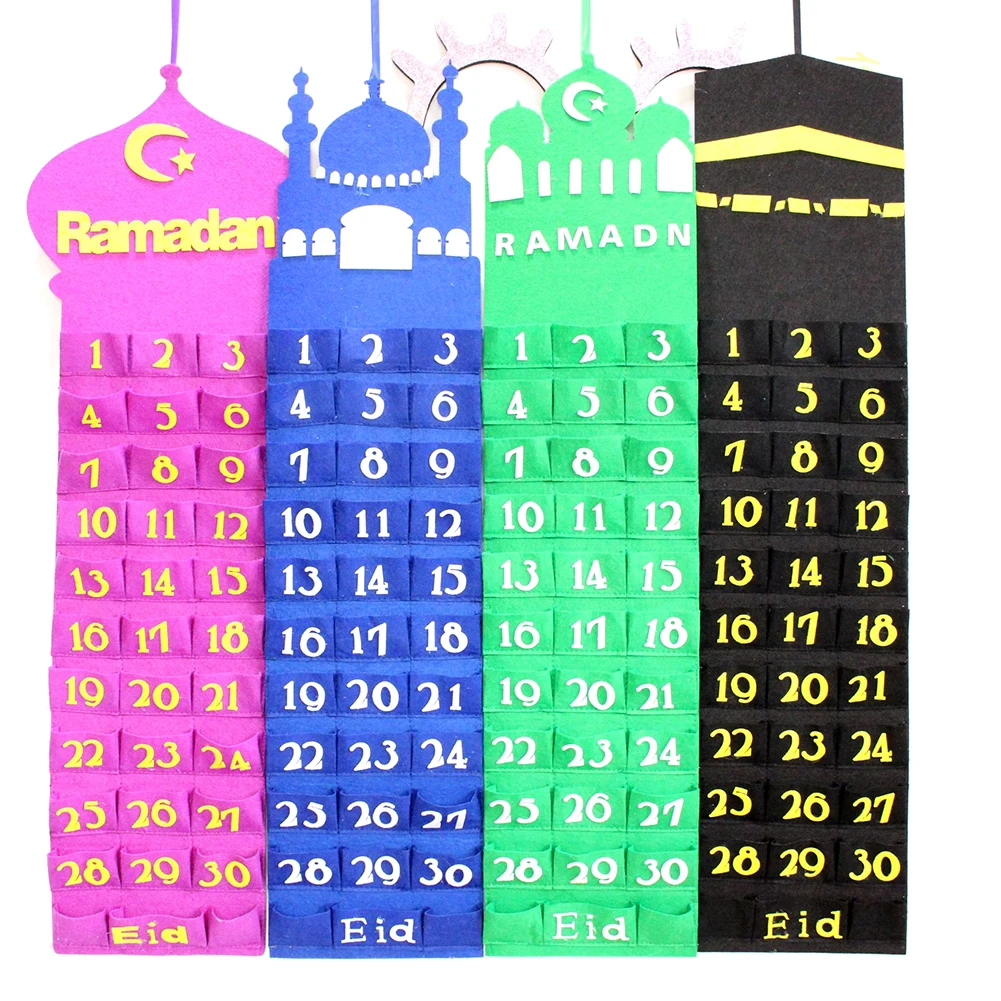 

Eid Mubarak Countdown Calendar 2021 Felt Ramadan Calendar 30 Days Countdown Calendar Decorative Hanging Bag