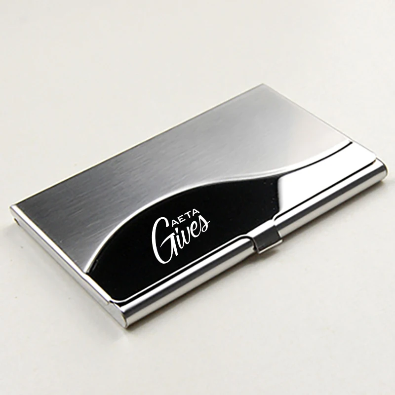 50 шт. серебряные Визитницы с логотипом на заказ металлический держатель для