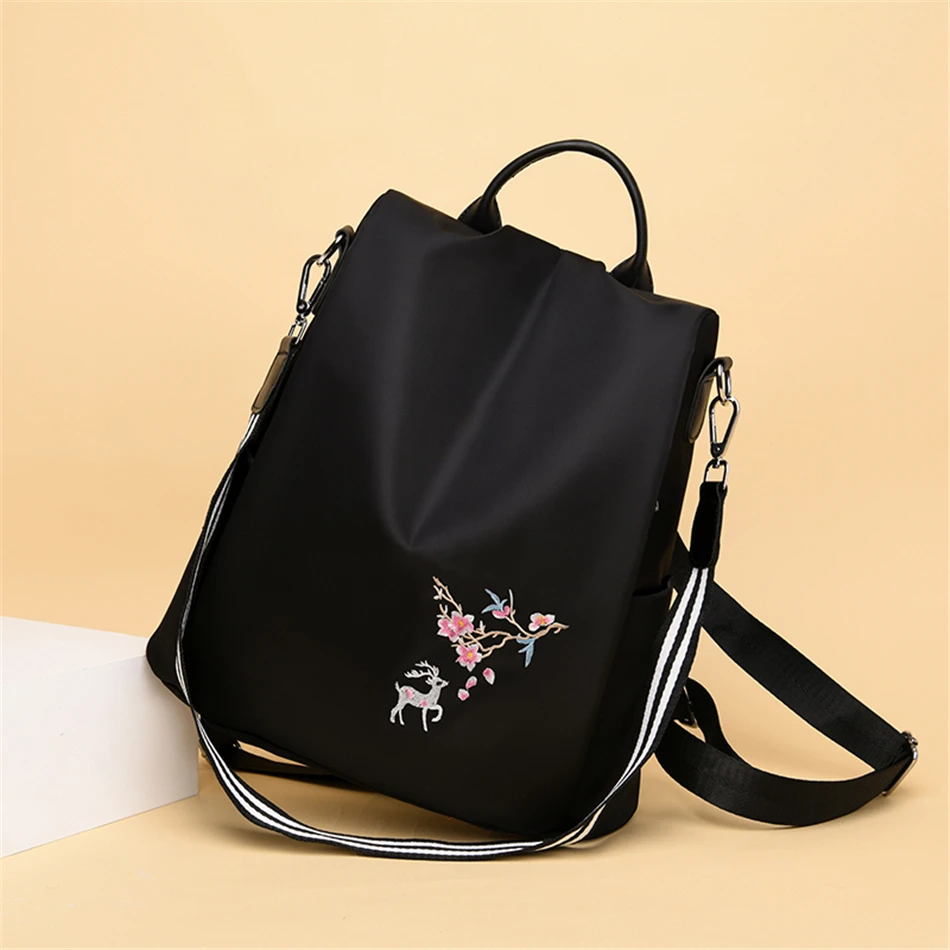 Элегантный женский рюкзак с вышивкой оленя, Mochila Feminina, 3 в 1, светильник, школьная сумка для девочек, рюкзак для путешествий с противоугонным дизайном