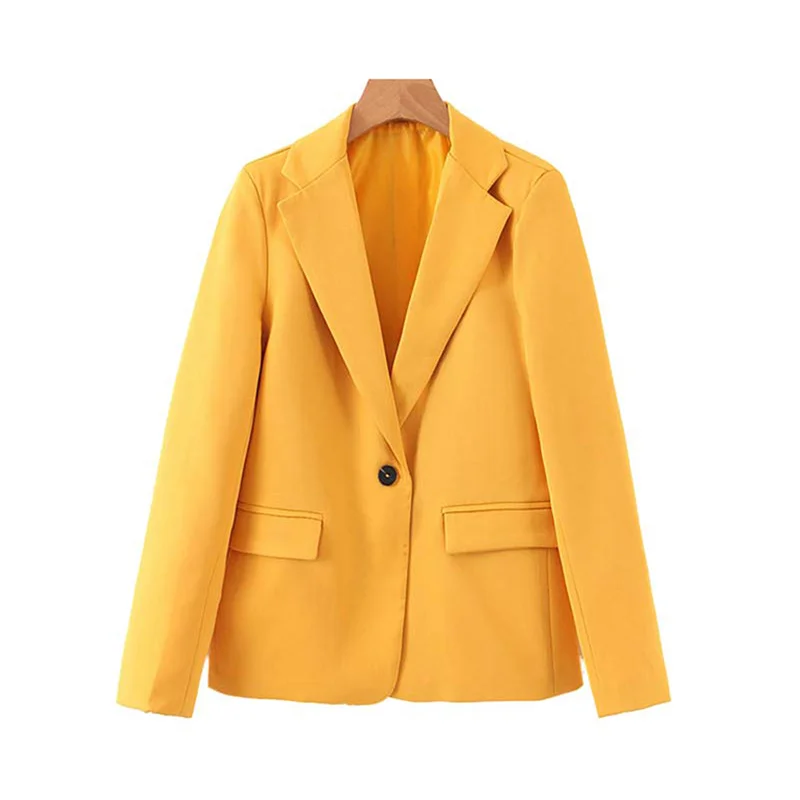Vintage Stylish Office Lady Pockets Blazers Coat Women Fashion Notched Collar Long Sleeve Ladies Outerwear Chaqueta Mujer
