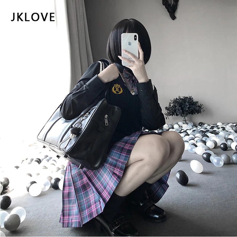 

Uniform Short Skirt School Girl 2021 Jk Skirts A-line Plaid Skirt High Waist Purple Pink Japanese School Korean Dress Cloths