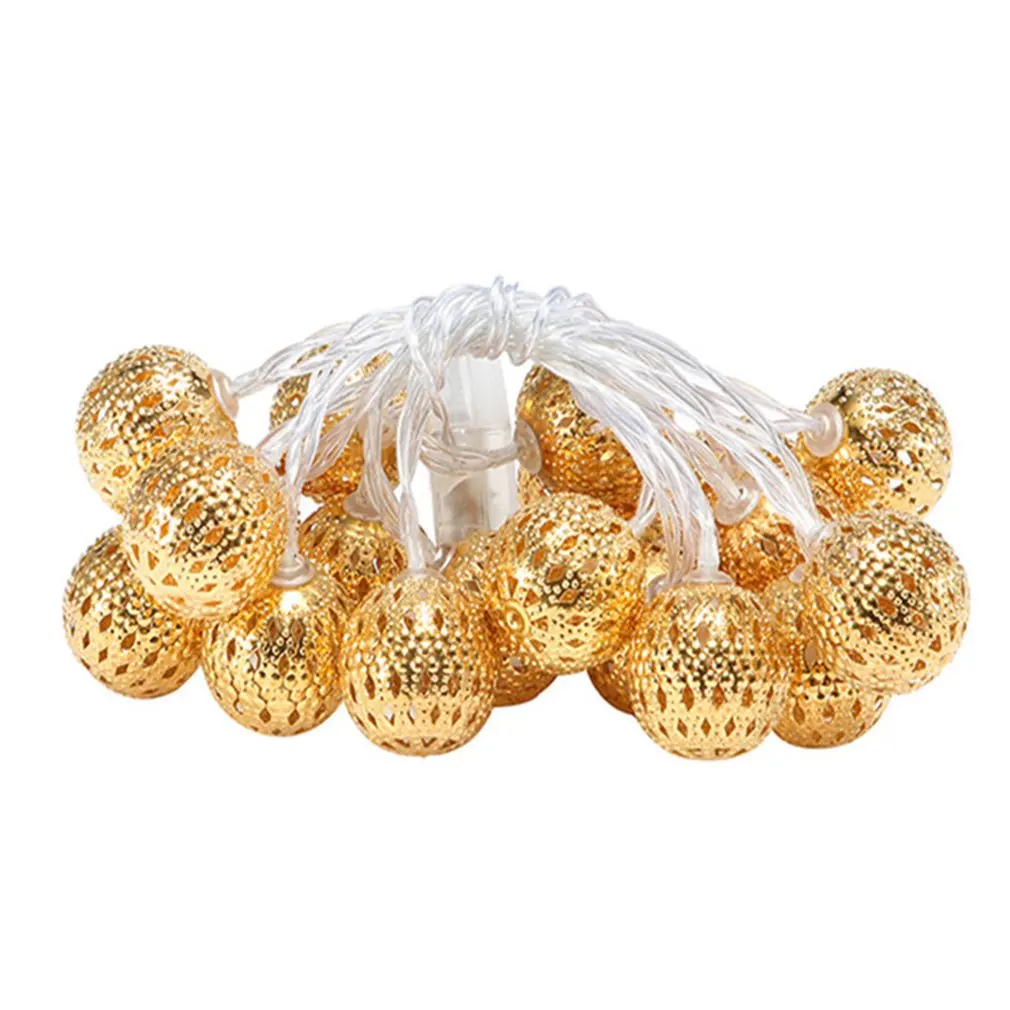

LED Globe Light String Hollow-Out Moroccan Ball Garland Battery USB Power Fairy Lights Wedding Party Christmas Decoration Lamp