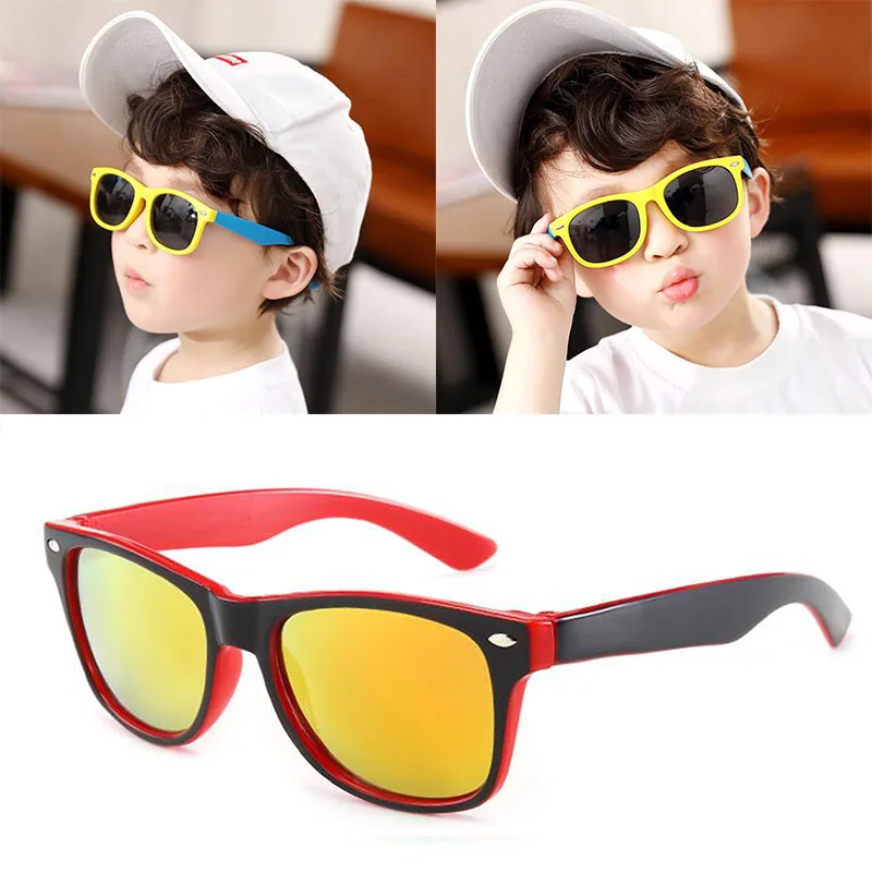 

Sunglasses Kids Mix Color Children Classic Brand Designer Eyeglasses Rivet TAC TR90 Flexible Safety Frame Shades For Boy Girl