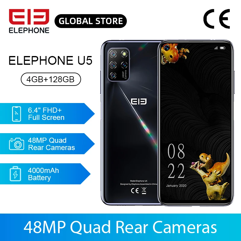 Новый ELEPHONE U5 4GB 128GB смартфон 48MP Quad камеры заднего 6 4 дюймов FHD + безрамочный экран с