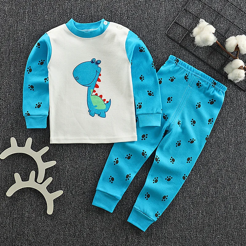 Детский пижамный комплект для мальчиков и девочек Милая футболка с длинным