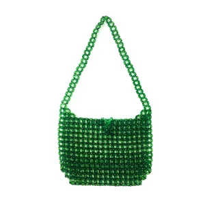 Vintage Emerald pearl bag beaded handbags shoulder bag purses bags for women 2020