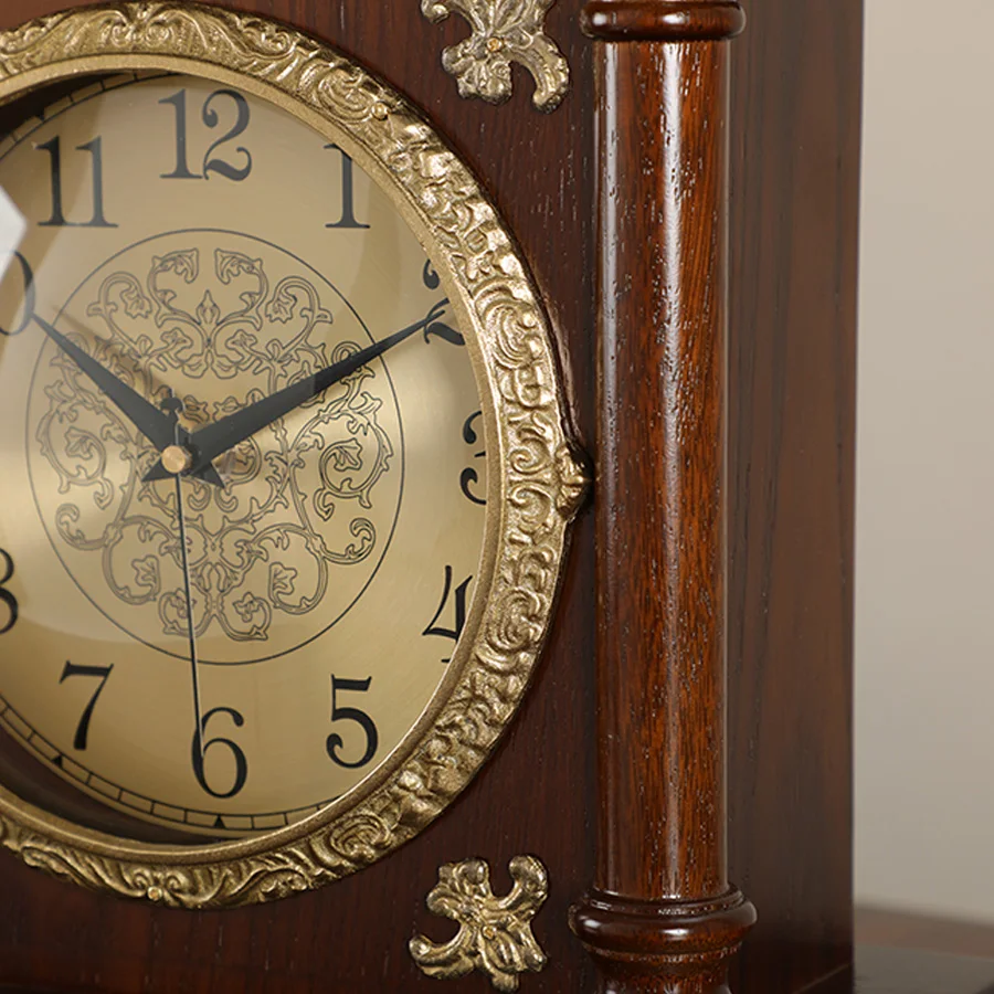 Новые Роскошные Настольные часы из массива дерева винтажные латунные бесшумные
