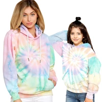 2021 autumn family matching outfits hoodies adult kids sweatshirt fashion tie dye printing parent child clothes family look
