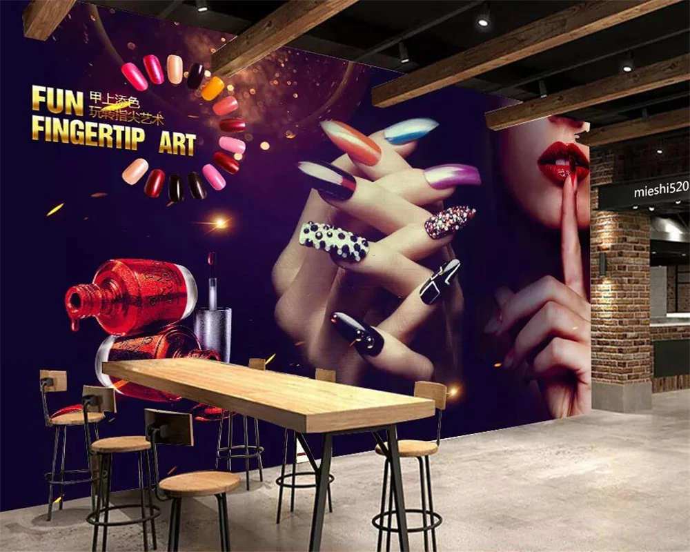 3d фотообои на заказ винтажный макияж для ногтей настенная бумага фон