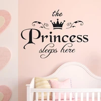 the princess sleep here frase wall stickers art decal for girl room decal kids bedroom quote sticker home decor accessories