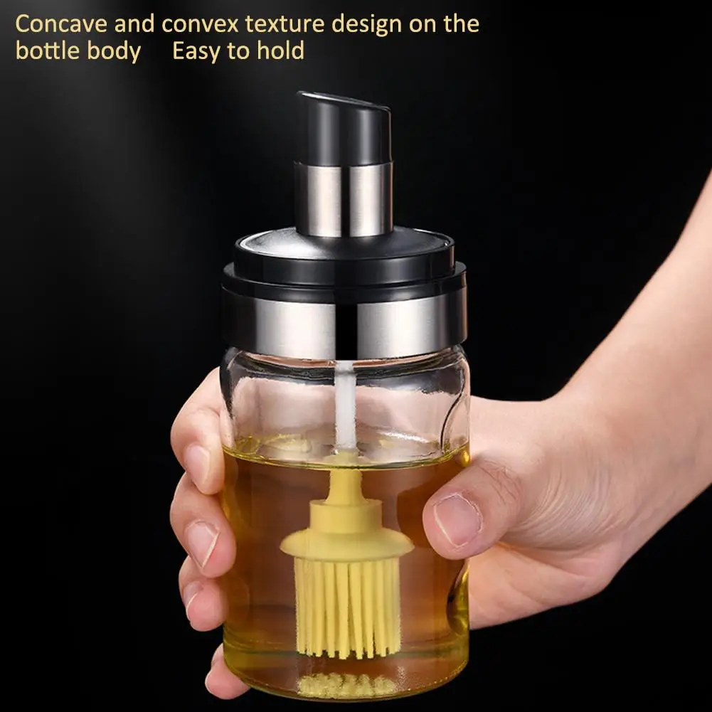 Кухонная банка для специй масла с кистью прозрачная стеклянная коробка приправ и