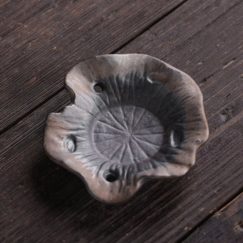 

Retro ceramic coaster handmade stoneware tea coaster lotus leaf creative new Chinese Kung Fu tea set tea ceremony accessories