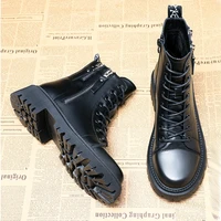 new ankle boots ladies waterproof platform shoes spring fashion british non slip casual shoes leather boots women gothic shoes