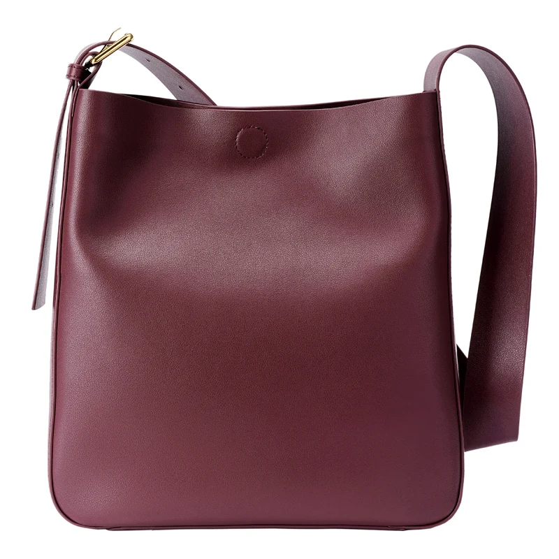 

WOONAM Women New Fashion Handbag Top Hide Genuine Calf Leather Bucket Shoulder Bag WB1111