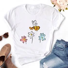 Женские футболки с принтом природы пчелы, коллекция нектар, летние повседневные Забавные футболки, женские футболки, топы