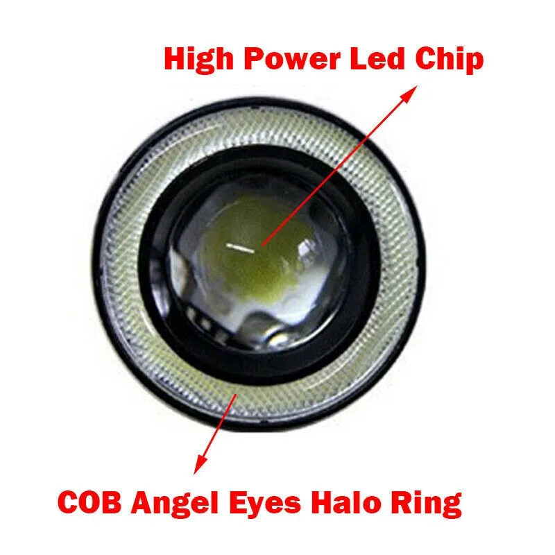 

7.6cm Fog Lights Angel Eyes COB Car Driving Super Bright 3200LM 3inch Universa