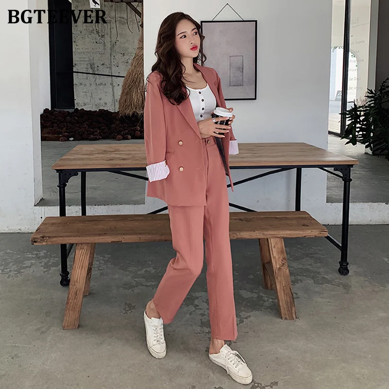 Костюм-двойка Женский Повседневный элегантный пиджак и брюки-карандаш красного