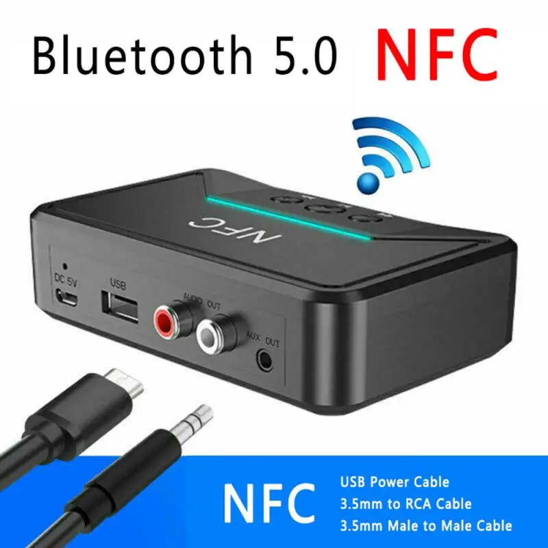Bluetooth 5 0 адаптер приемника NFC 3 мм RCA аудио AUX Выход беспроводной ключ стерео
