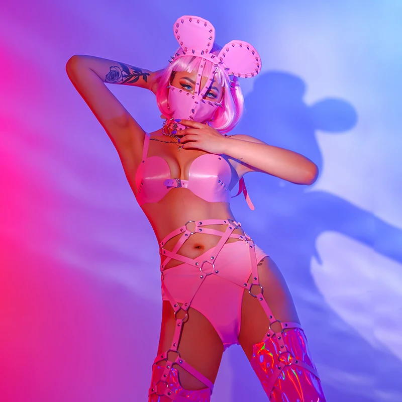 

2021 Sexy Women Jazz Singer Costume DJ Stage Outfit Laser Bandage Female Hip-Hop Dance Set For Bar DS Performance New