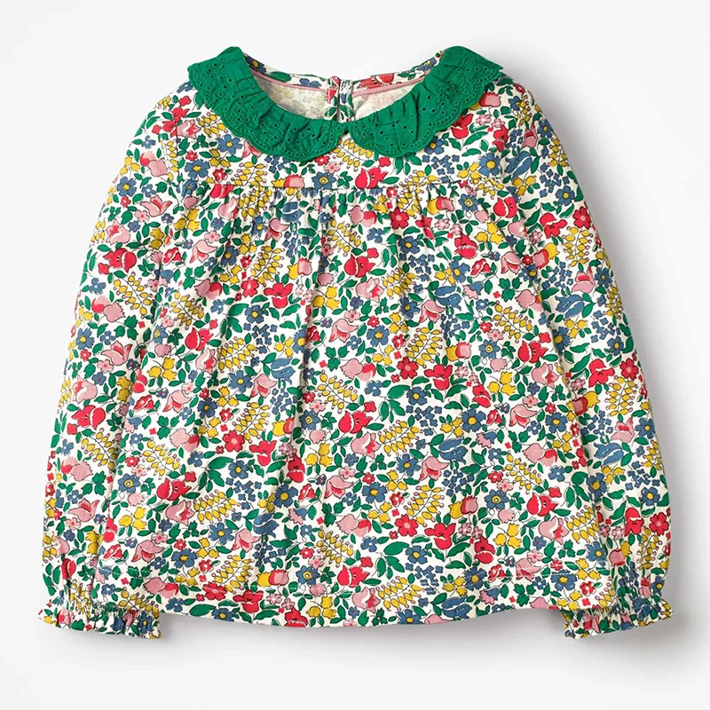 Little maven/детская брендовая одежда для маленьких девочек; Новинка г.; Осенняя хлопковая футболка для девочек; топы с длинными рукавами и цветочным принтом; 51550