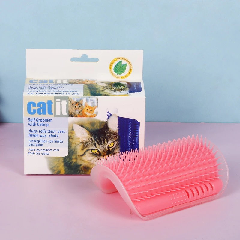 1 Pcs Cat Corner Brush For Long Hair Squeaky Face Massage Comb Comfortable Self Grooming Free Hand Wall Toy Cats | Дом и сад