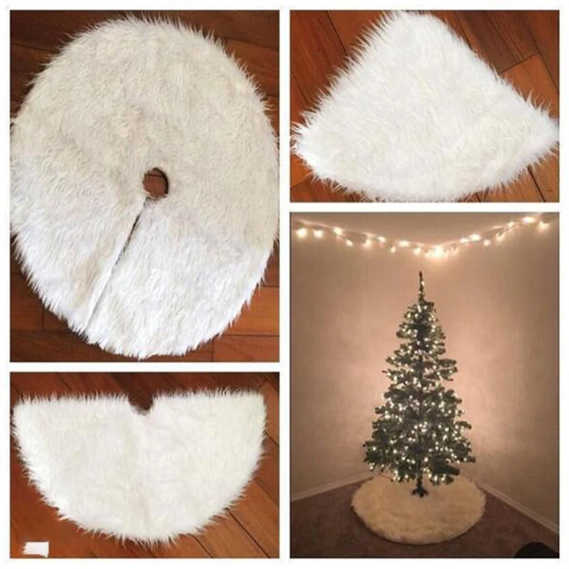 Soft Thick Exquisite Small Tree Skirts Luxurious Tree Skirt Pure White Plush Tree Skirt Christmas Tree Decoration Accessories