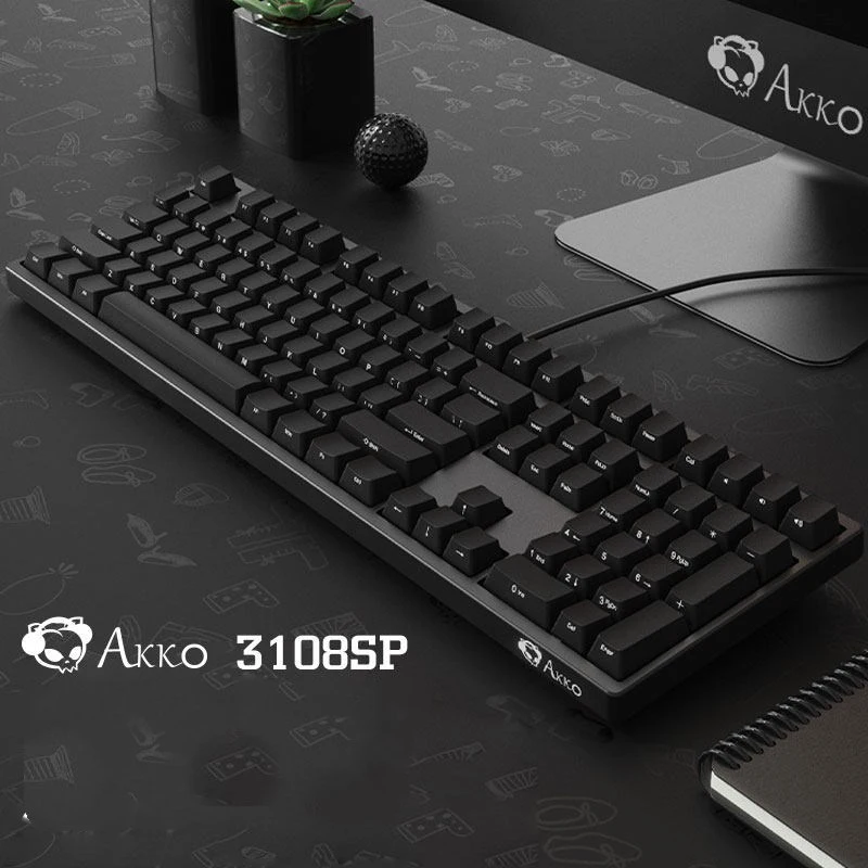 

Новая Черная игровая клавиатура AKKO 3108SP с боковой печатью, переключатели gateron с 108 клавишами, Проводная Механическая игровая клавиатура