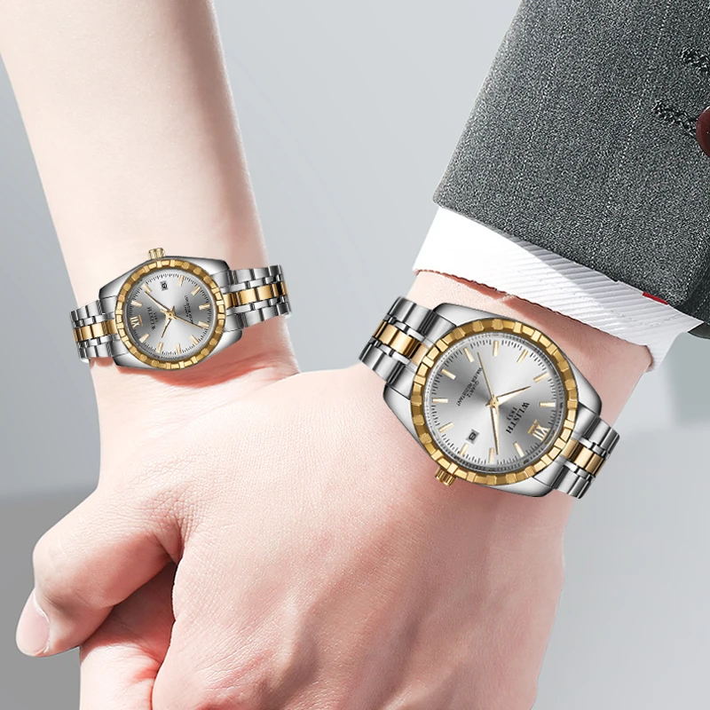 

Wlisth Brand Watches Men And Women Couple Watches Waterproof Steel Band Watches Dating Gifts