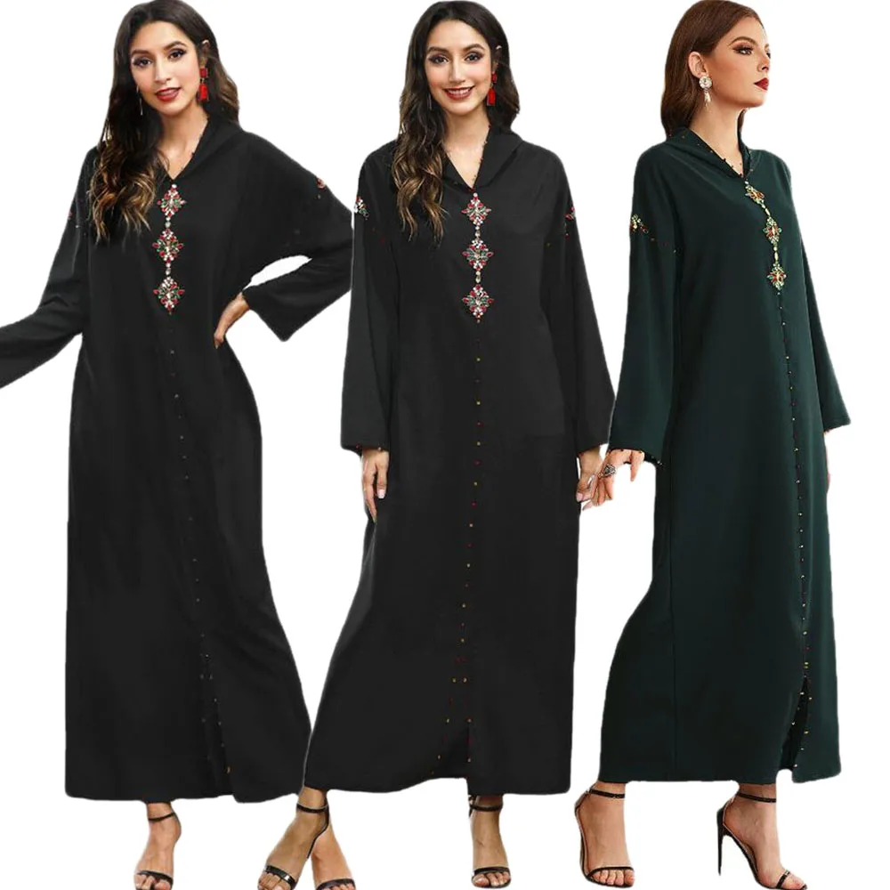 Abayas мусульманское женское длинное платье роскошное вечернее платье макси с капюшоном для вечеринки халат исламский арабский цзилбаб Средн...