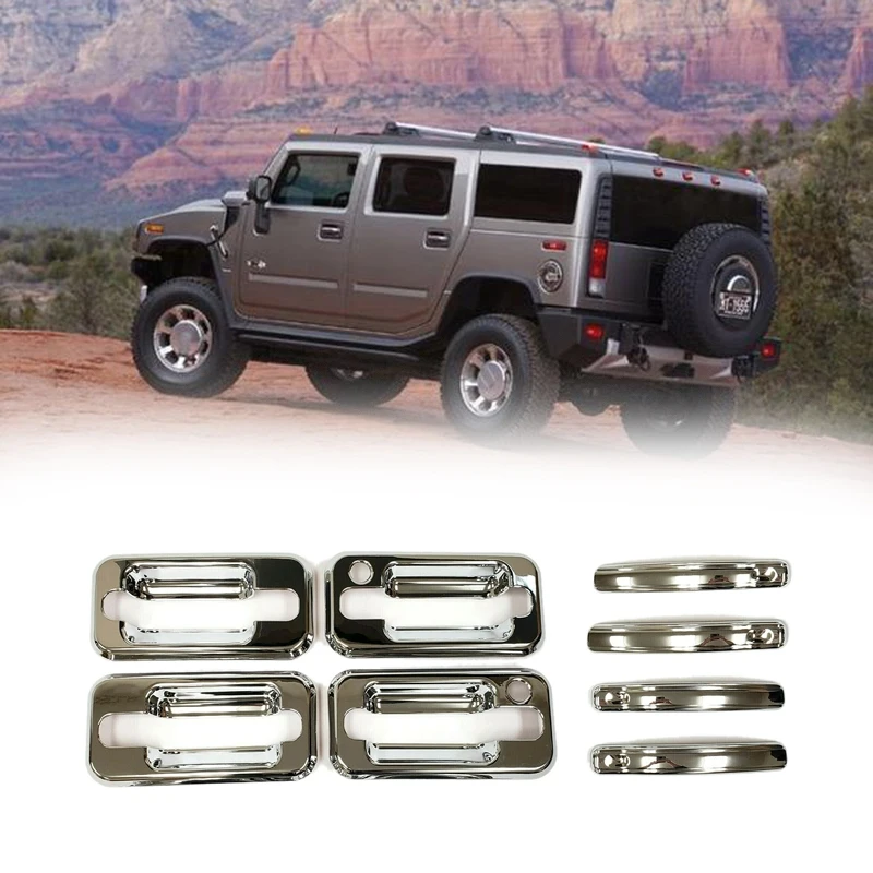 

8PC/Set Car with Passenger Key Hole Door Handle Cover for HUMMER H2 SUV SUT 2003-2009