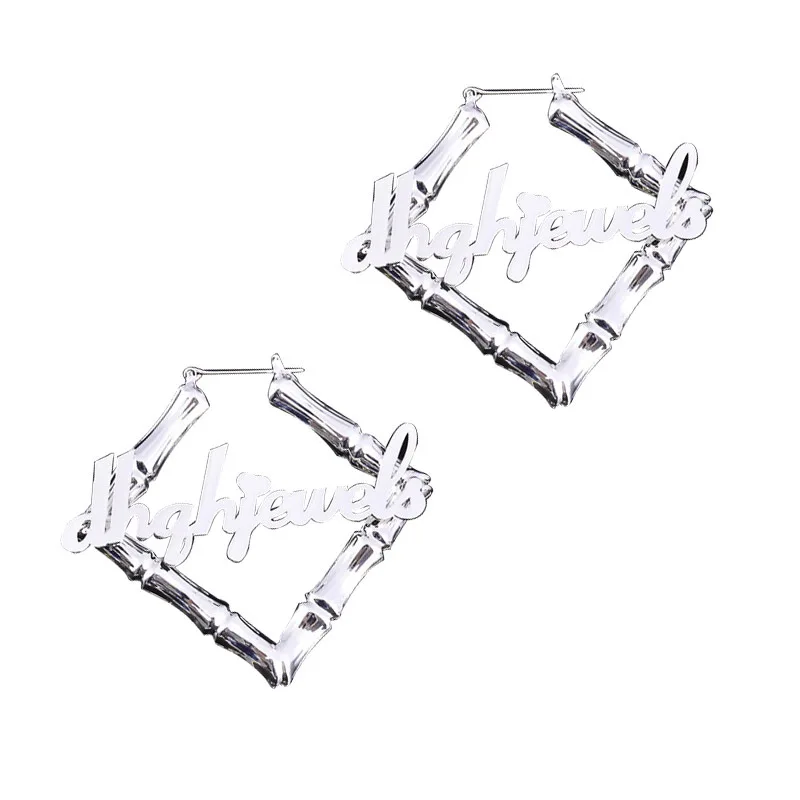 Gosun Popular Hip-Hop Customize Jewelry Square Earrings Punk Large Earring Stainless Steel Earring Anti-Allergy Women Earrings