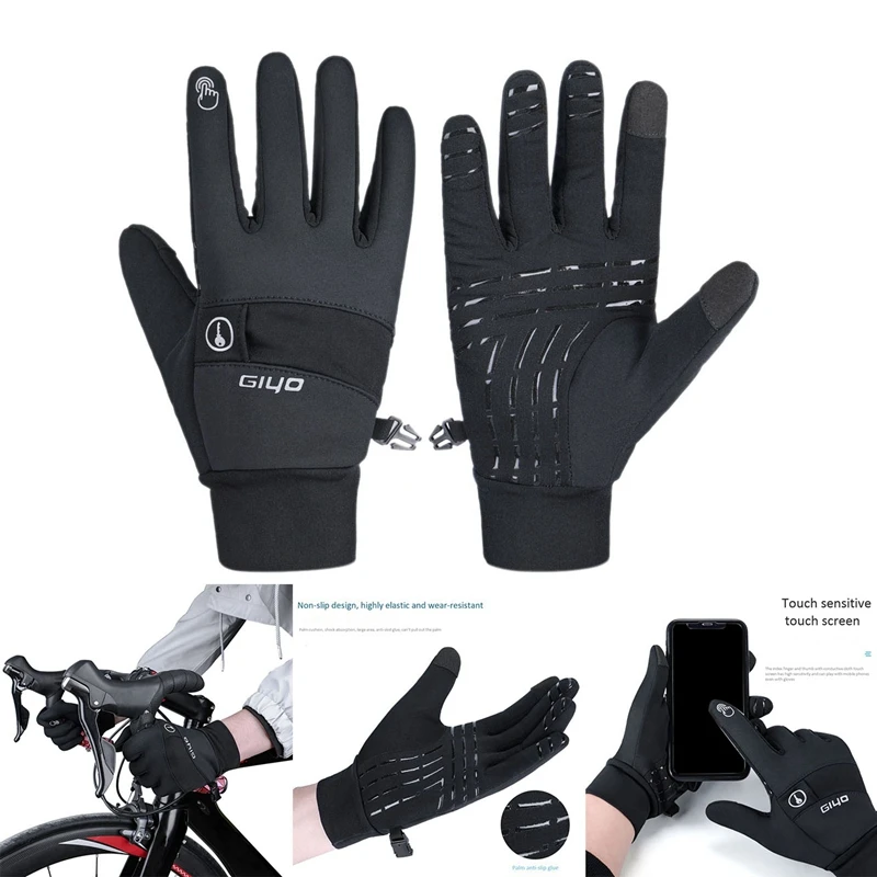 

GIYO Winter Cycling Gloves Men Women Bicycle Gloves Full Finger Press Screen Gloves for Cycling Ski Motorcycle Driving