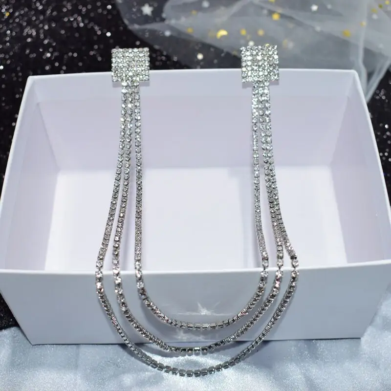 Винтажные блестящие стразы 2020 Многоуровневая цепочка брошь с кристаллами модные