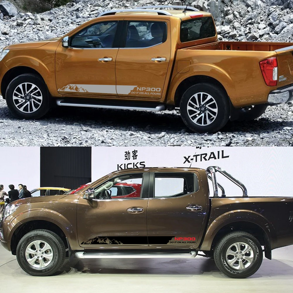 2 шт. автомобильные длинные полосы наклейки для Nissan NAVARA NP300 DIY Авто Боковая дверь виниловая пленка наклейка спортивный стиль Тюнинг автомобиля аксессуары