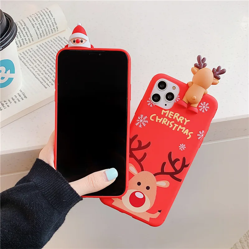 Милый мультяшный чехол с рождественским оленем и снеговиком для iphone 11 Pro XS Max X XR 7 8