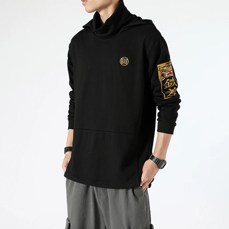 Мужской свитер в китайском стиле пуловер с капюшоном толстовка воротником