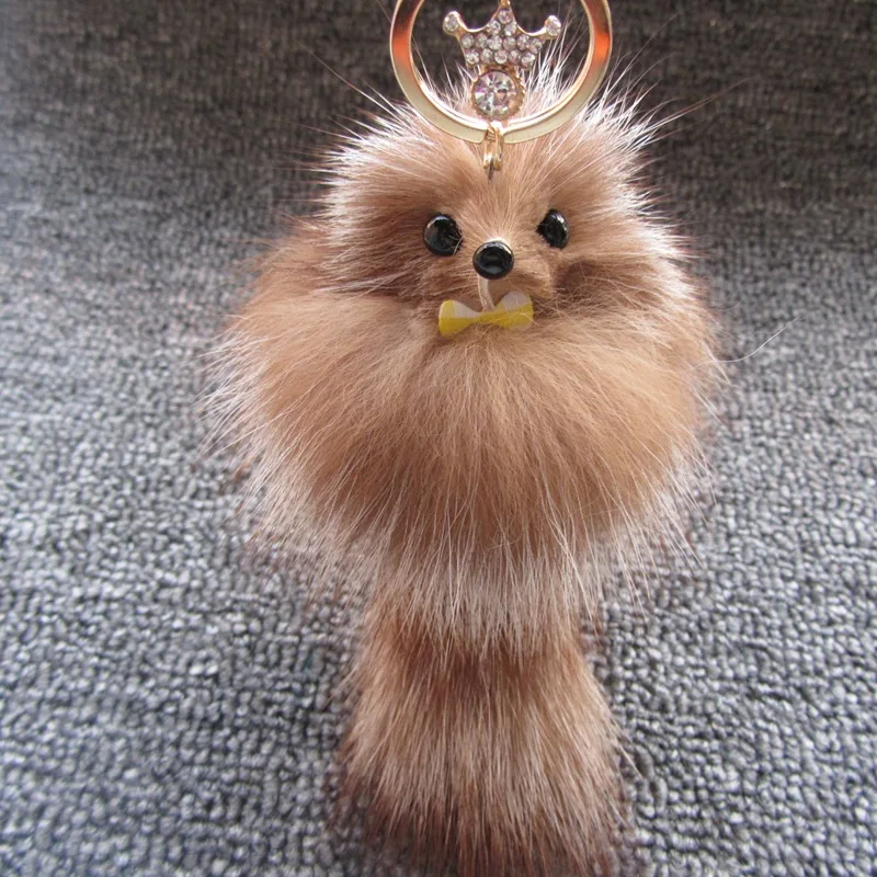 Cute Fluffy Bow-knot Fox Ball Key Chain Rings Pompom Real Fur Charm Keychain Car Bag Ring Women Jewelry | Украшения и аксессуары