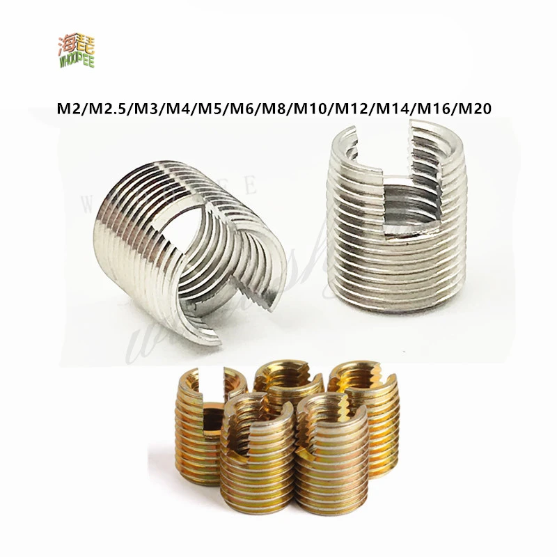 

1/5/10pcs M2 To M20 Galvanized Stainless Steel Threaded Inserts Metal Thread Repair Insert Self Tapping Slotted Screw Threaded
