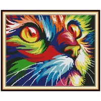 top colorful cat animals painting decor counted printed on the canvas 11ct 14ct kits cross stitch embroidery needlework sets