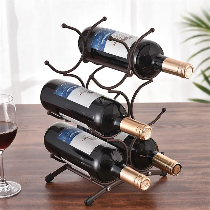 european style 6 bottle wine rack metal freestanding kitchen storage stand wine cabinet grape wine shelf display bar free global shipping