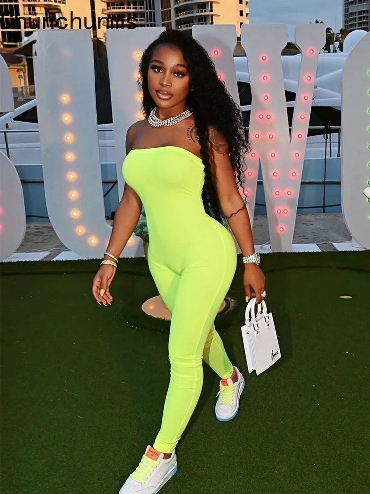 

Однотонные облегающие комбинезоны без рукавов и бретелек, женские сексуальные цельные комбинезоны с открытой спиной, уличная одежда, осенн...