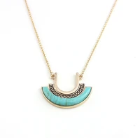 new fashion brand natural stone necklace crescent pendant long necklace for women jewelry