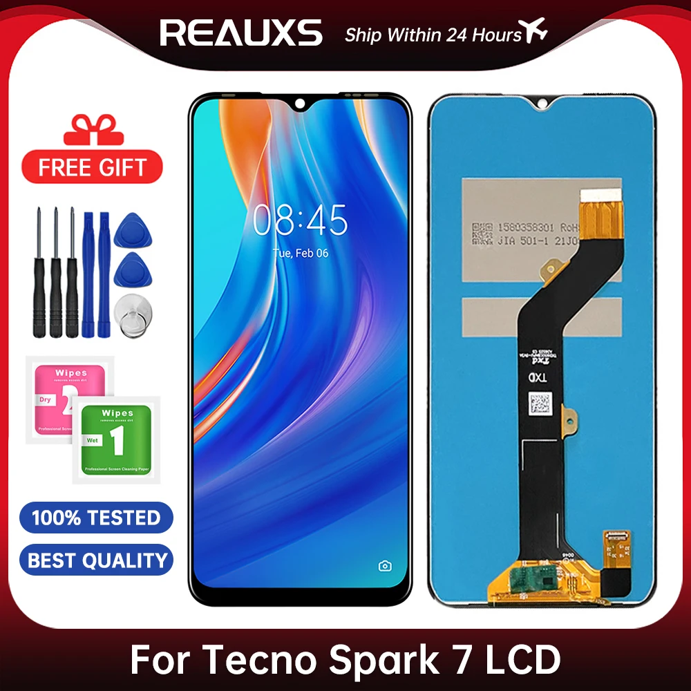 

ЖК-дисплей 6,5 дюйма для Tecno Spark 7, запасные части для ремонта фотографий kf6 kf6j kf6h kf6k Kf6i PR651 ЖК-дисплей