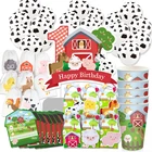 Ферма животные принадлежности для тематической вечеринки коробка приглашение потолок подвесные соломинки Сумки Торт Топпер бутылка этикетка баннер украшение для вечеринки