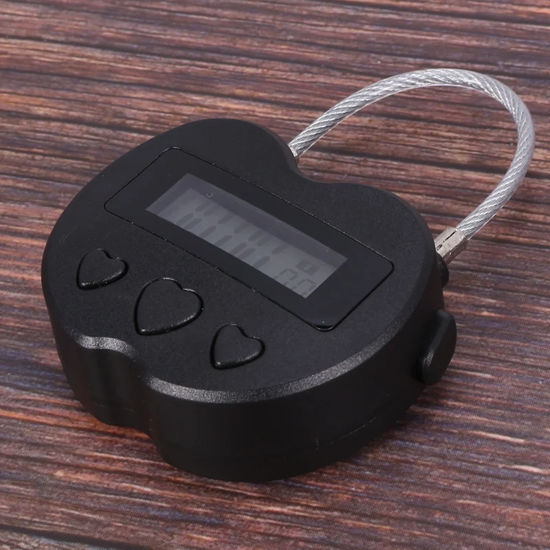 Temporizador de viaje multifunci&oacute;n con pantalla LCD, candado con temporizador temporal recargable por USB, resistente al agua-4