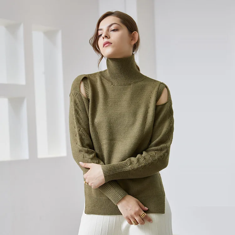 

Sweater women cashmere sweater knitted women's 2020 new autumn and winter lazy style hedging strapless thick warm sweater