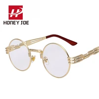 vintage gothic steampunk sunglasses men women metal frame wrap eyeglasses round luxury brand designer sun glasses mirror uv400
